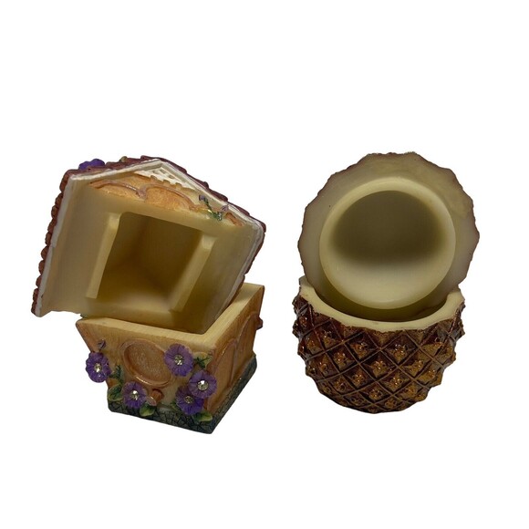 A Richesca Corp Pineapple & Birdhouse Resin Trinket Box Lot of 2 in Gift boxes - Picture 4 of 8